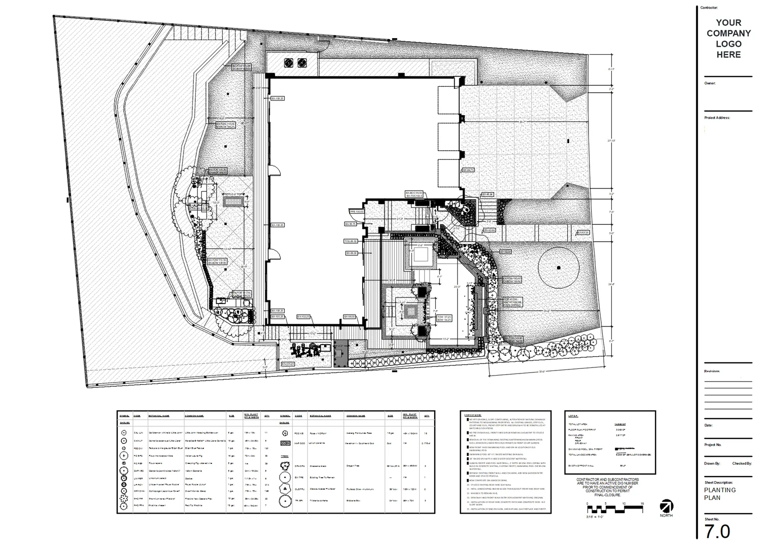 Planting plan with plant schedule and notes